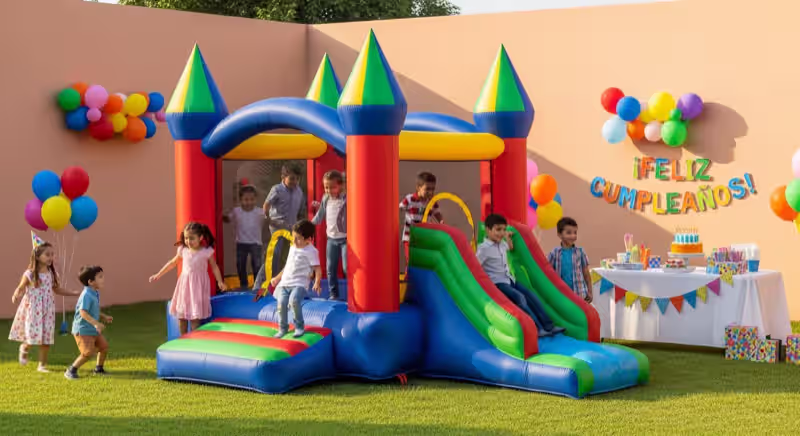 Brincolin castillo colorido para fiesta infantil de cumpleaños en Toluca Estado de México