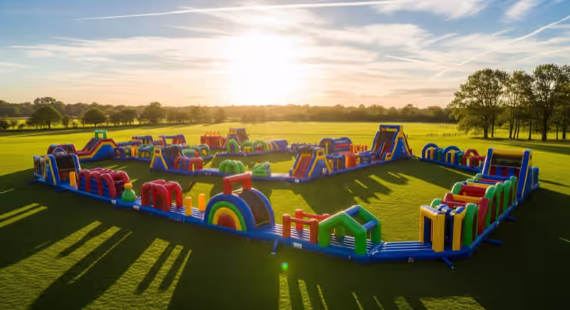 Brincolín castillo con resbaladilla en jardín de Toluca para fiesta infantil