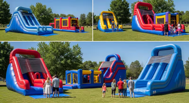 Castillo inflable multicolor para fiestas de niñas en Toluca con decoración coordinada