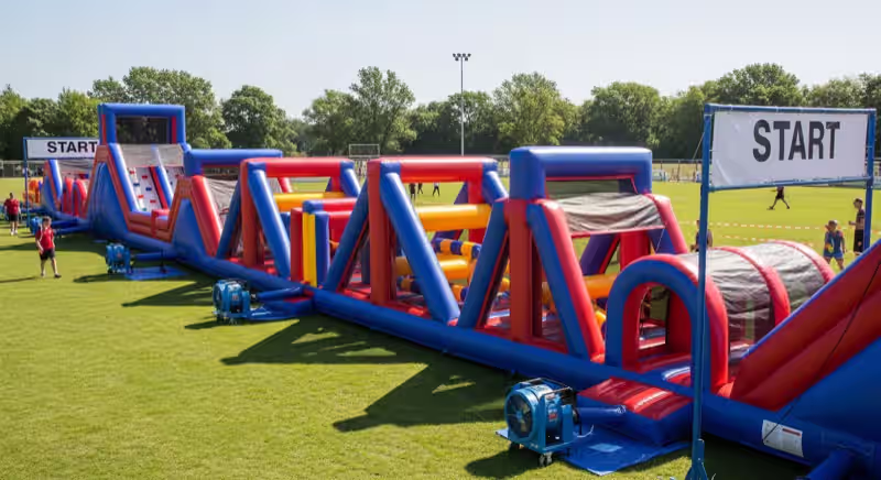 Circuito de obstáculos inflable grande para niños mayores en Toluca