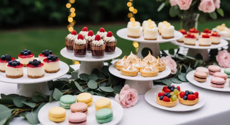 Decoración elegante para fiesta infantil en jardín