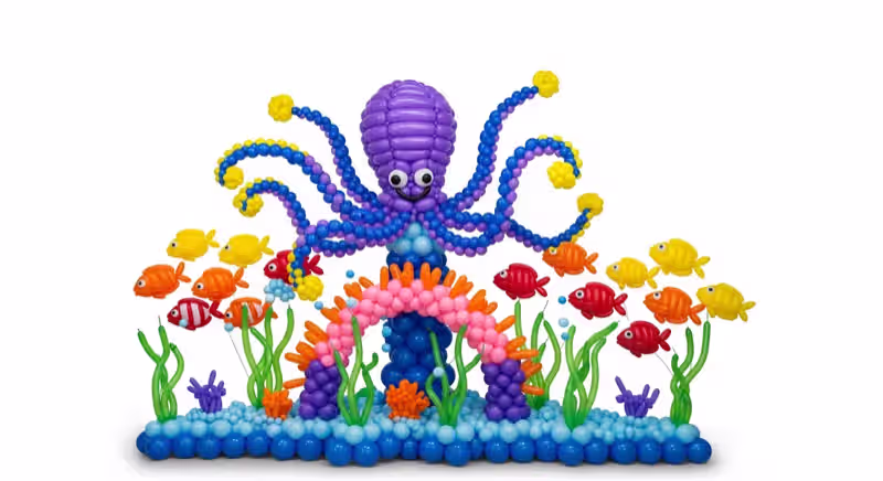 Decoración de mesa de cumpleaños premium con inflable coordinado para fiesta infantil CDMX