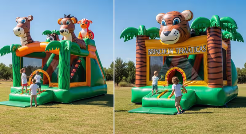 Inflable temático de safari y animales de la selva para fiesta en Toluca