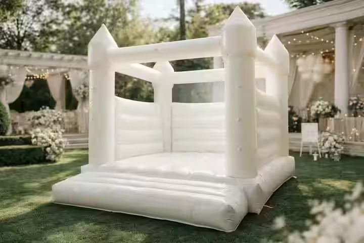 Renta Inflable Castillo Blanco CDMX - Elegante brincolin para bodas, XV años y eventos formales en Ciudad de México