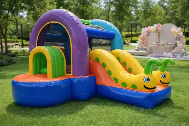 Renta inflable Gusanitos - Detalle palmeras inflable fiestas infantiles CDMX