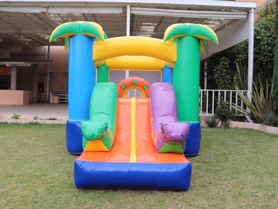 Alquiler inflable Mini Jungla - Brincolin palmeras en jardin residencial CDMX
