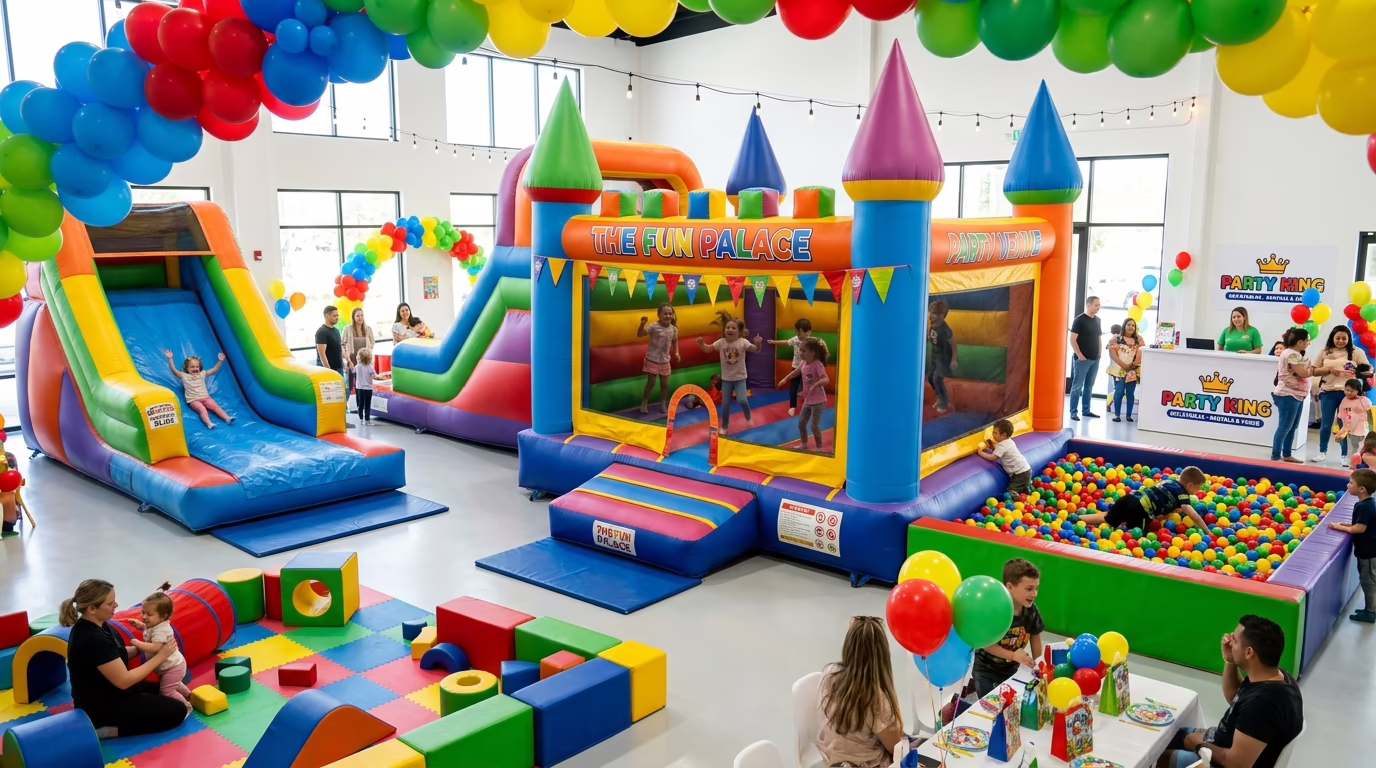 Área de juegos colorida en Salón Changuitos Xalpa, Iztapalapa CDMX