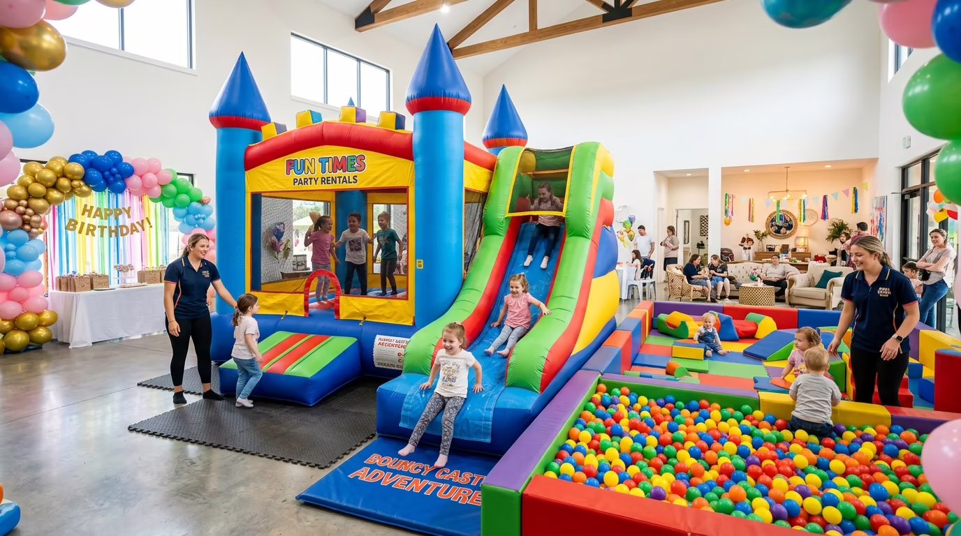 Área de juegos inflable en Zokilandia, Nezahualcóyotl Edomex
