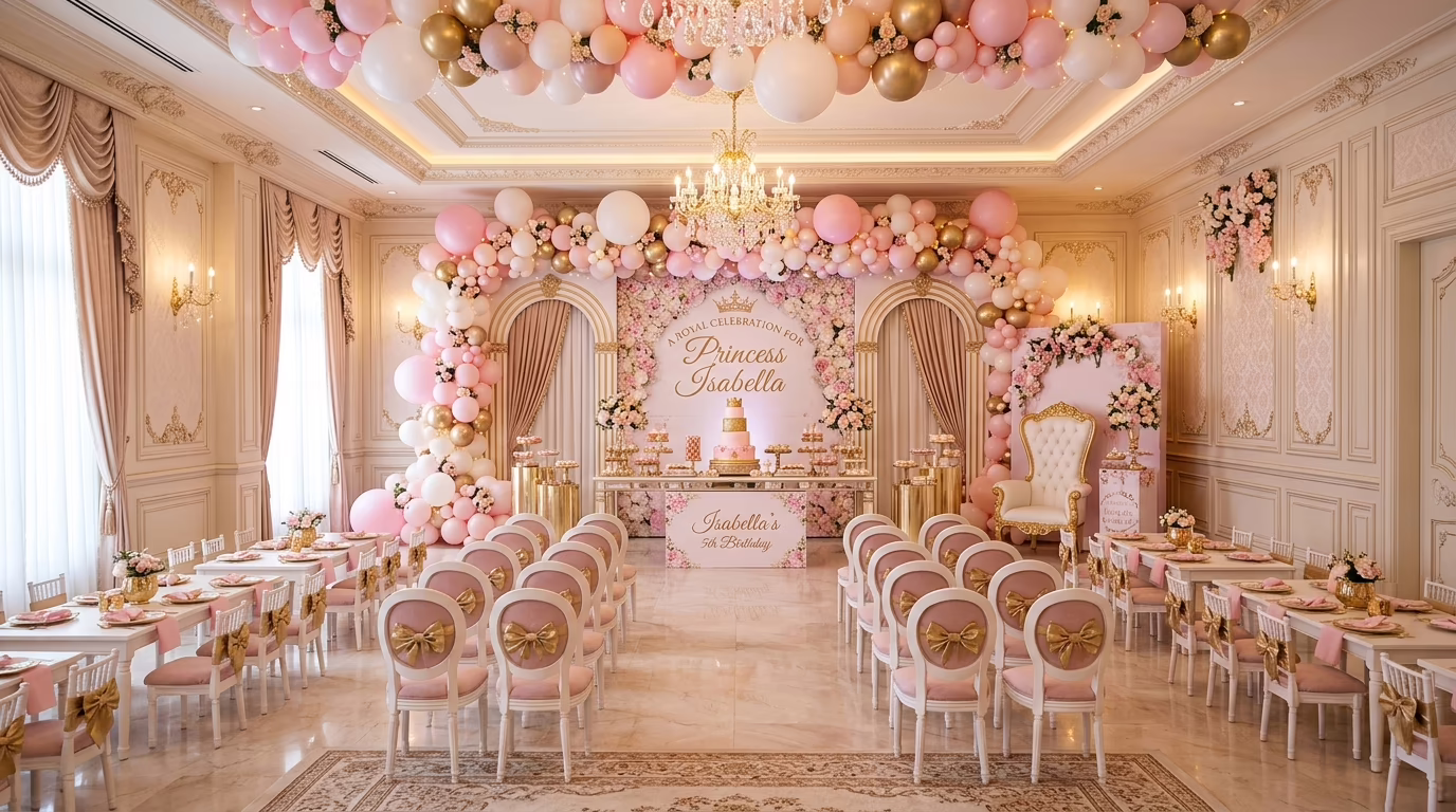 Salón de fiestas princesas en Kids Blue Pink, Jardín Balbuena CDMX