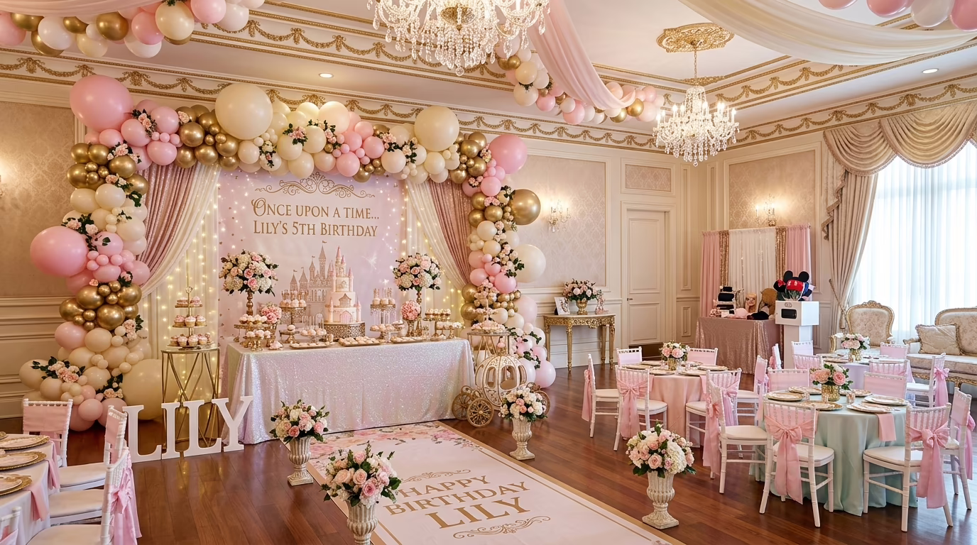 Decoración temática castillo en salón de fiestas Iztapalapa