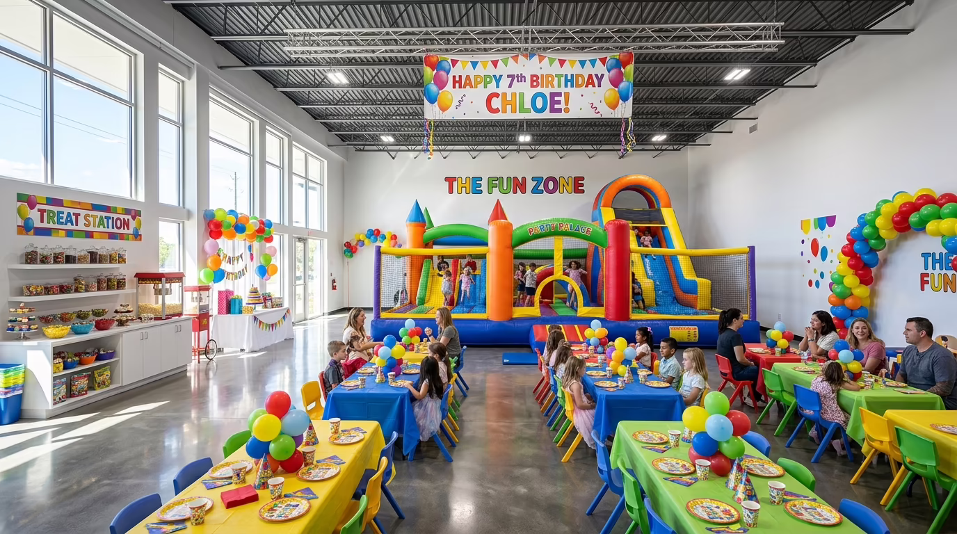 Área de inflables para niños en Divertimundo Neza