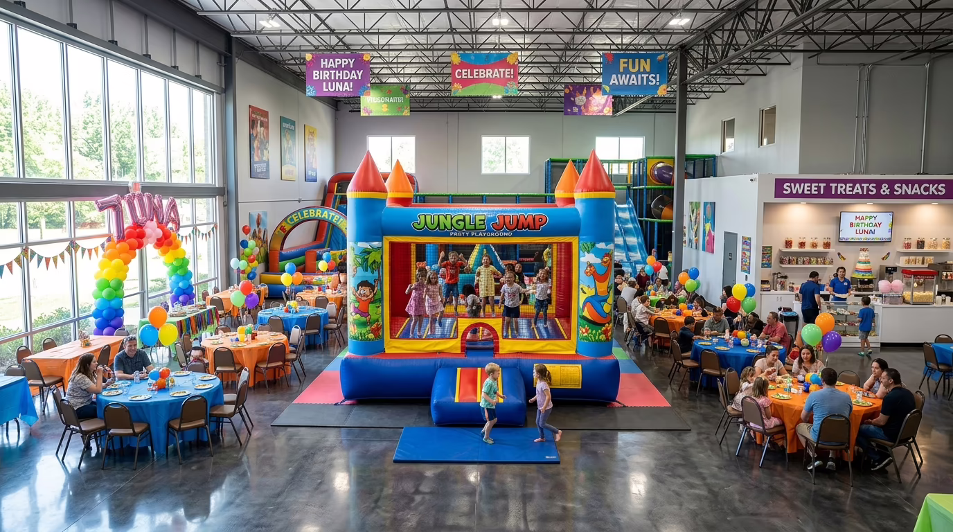 Salón con inflables para niños en Zokilandia Neza