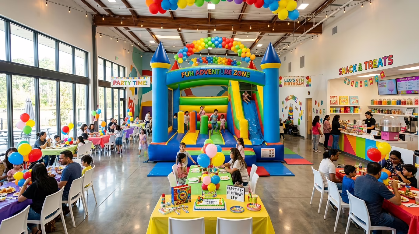 Área de inflables en Salón Pingoliros, Nezahualcóyotl Edomex
